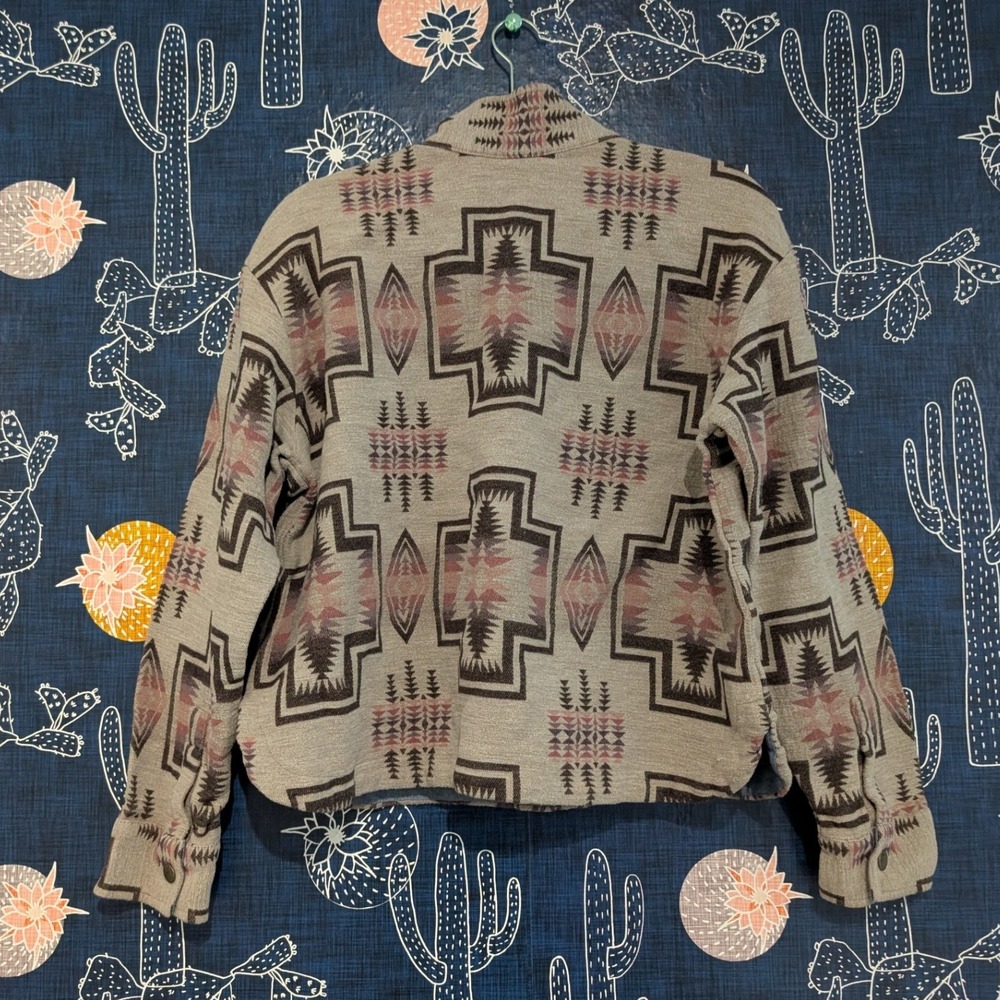 Pendleton Harding Chamois Grey Southwestern Cotton Quarter Zip Pullover Small - Picture 7 of 11